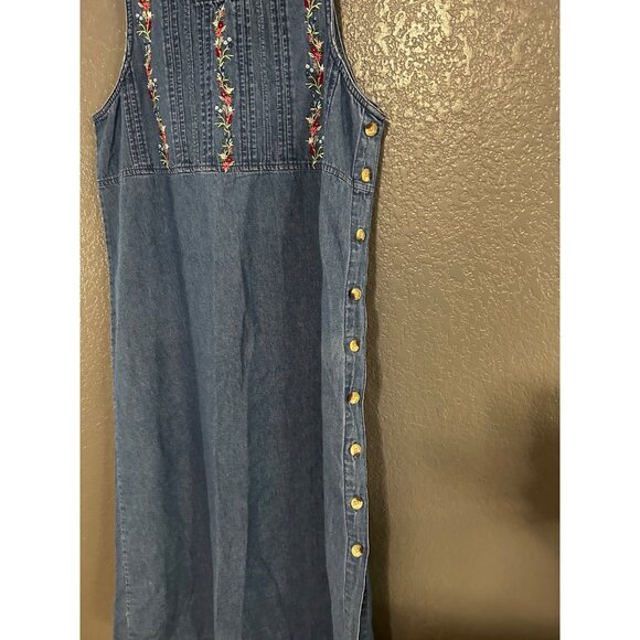 Casey Max Womens Dress Blue MEDIUM Denim Sleeveless Cottage Casual Vintage - Picture 4 of 6